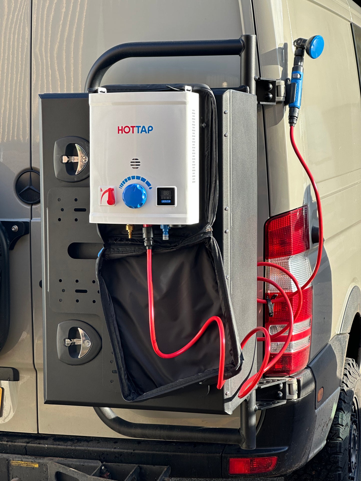 CC camper van rear door utility boxes, available in multiple sizes. Powder coated black to give that rugged overlander van look! Use alongside the Colehill Customs Rear Door utility carrier, 'the backpacker'.