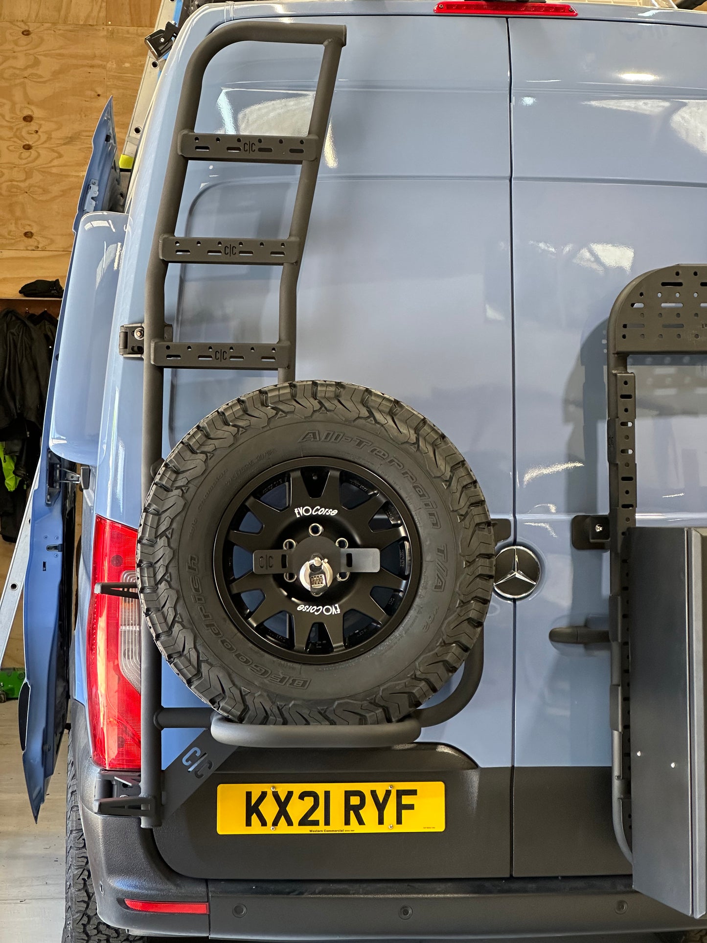 'The Mountaineer' Wheel Carrier and Ladder Combo - Mercedes Sprinter High Roof (2019 - Present)